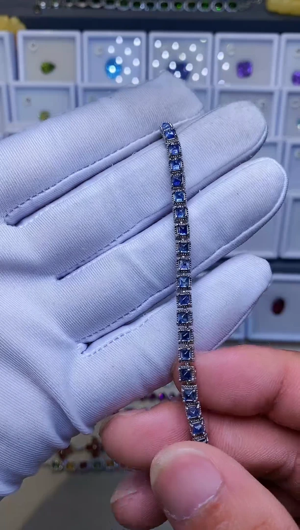 【闪购商品】蓝宝石手链银S925镶嵌120-7