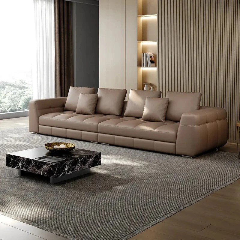 真皮沙发头层牛皮布雷泽意式别墅客厅家用直排皮艺乳胶沙发布雷泽