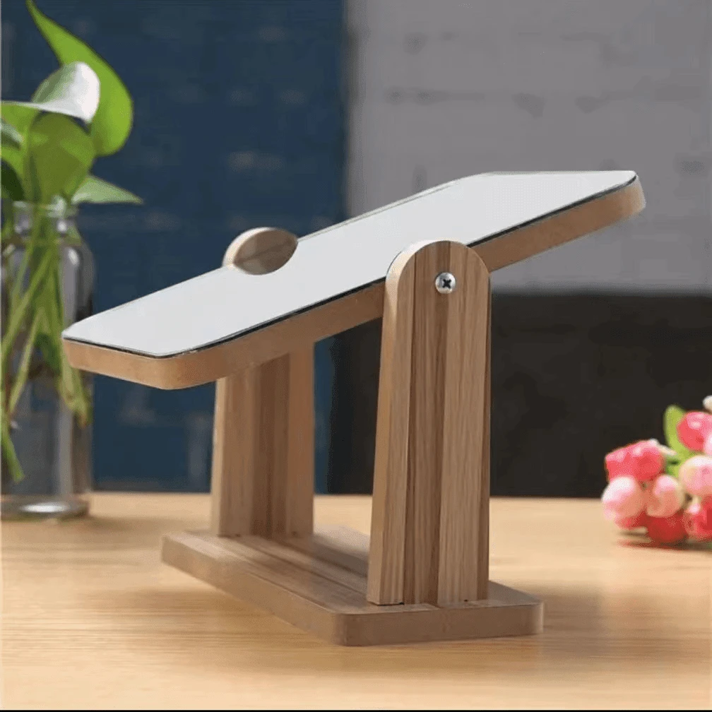 简约台式化妆镜子高清木制旋转梳妆台公主镜桌面折叠镜女学生沙发