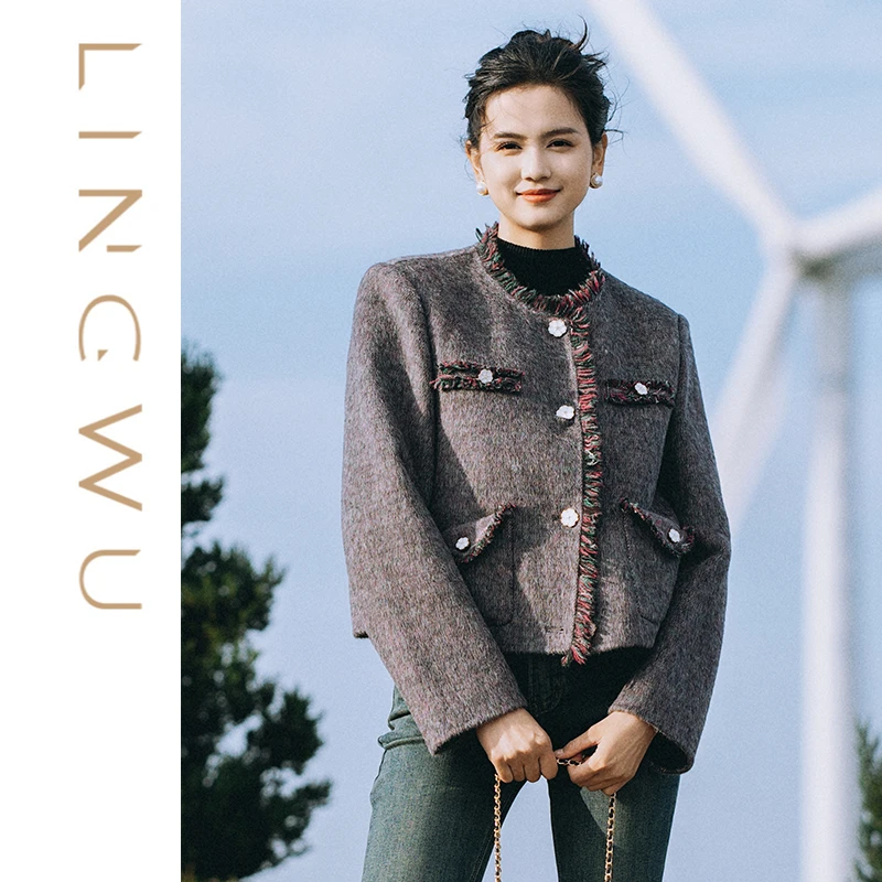 毛须小香短呢气质时尚小香风毛呢