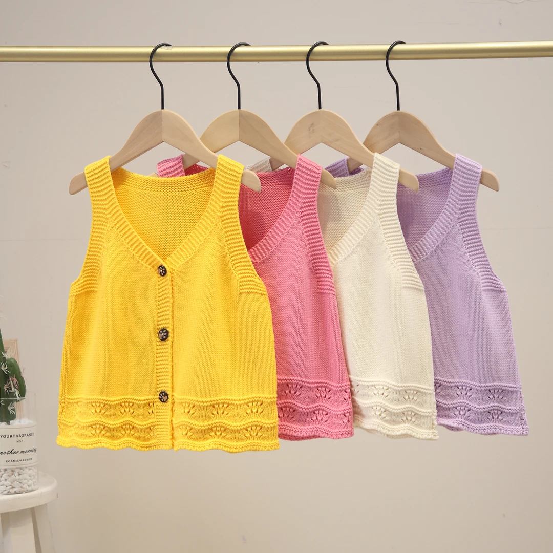 女童针织背心春秋季宝宝马甲清新百搭儿童毛衣童装小女孩坎肩外穿