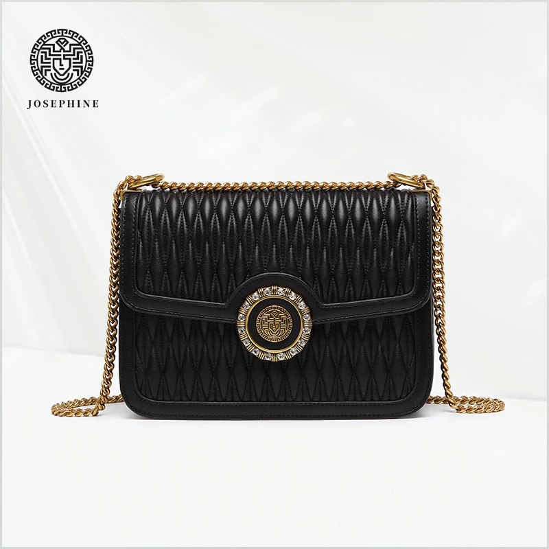 【Josephine/约瑟芬】新款单肩百搭黑色斜挎菱格绣线系列8226