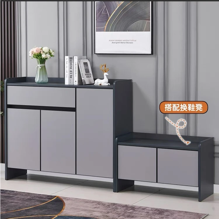 全铝合金鞋柜门口玄关阳台庭院大容量储物柜换鞋凳一体收纳柜定制