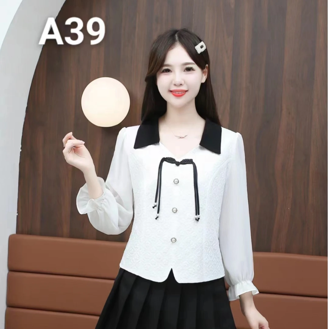 小香风长袖秋季显瘦洋气减龄女士衬衫女衬衣百搭气质时尚女上衣