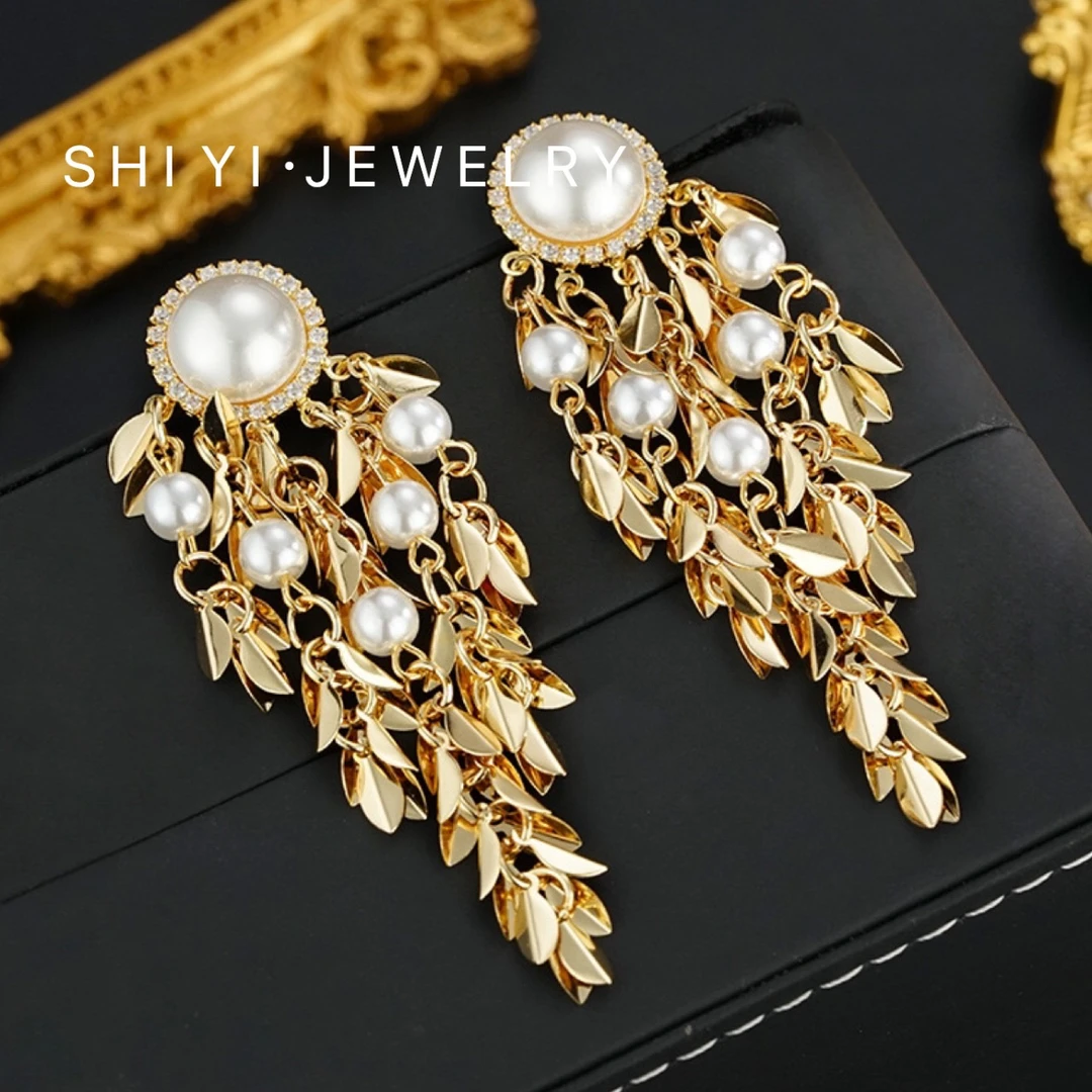 铜合金仿珍珠耳饰 Shiyi/【跳动的心】设计感重工优雅耳环