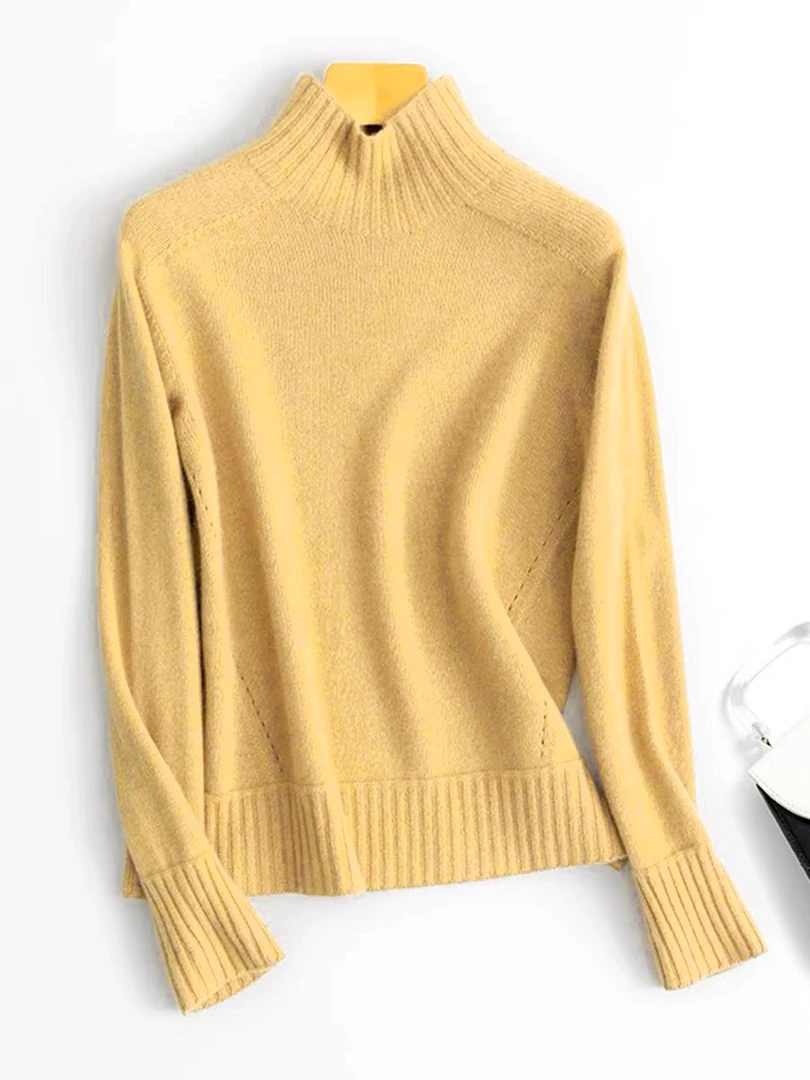 100羊毛万能搭针织加厚打底衫女百搭时尚半高领纯色内搭