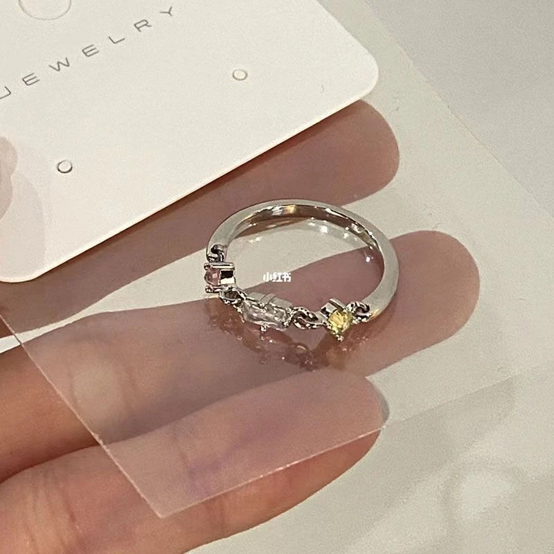 合金戒指 链条拼接戒指女款小众设计感冷淡风时尚轻奢素款指戒ins