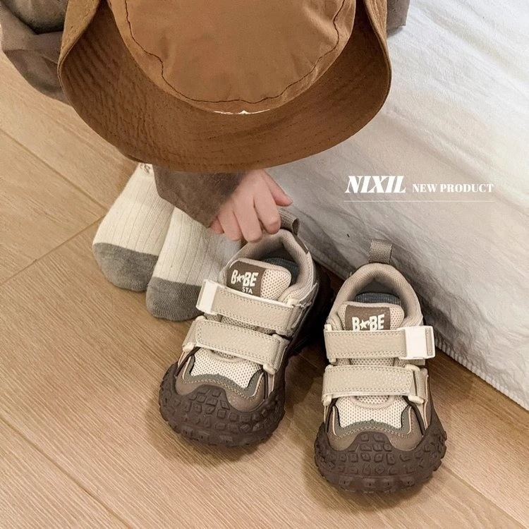 ABC老爹鞋2024秋季新款男童网面透气运动鞋魔术贴潮牌女童休闲鞋