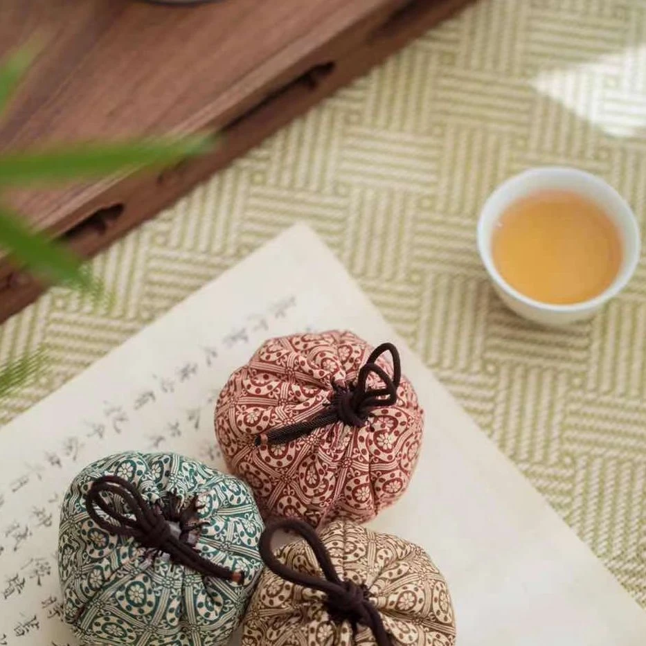 知舍织造 敦煌连珠纹仕覆袋单杯袋主人杯袋 茶道零配收纳中式古朴