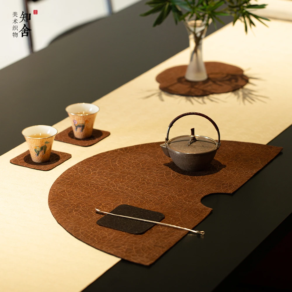 香云纱长安菊茶席手工双层新中式复古宫廷风茶垫茶铺民宿酒店喝茶