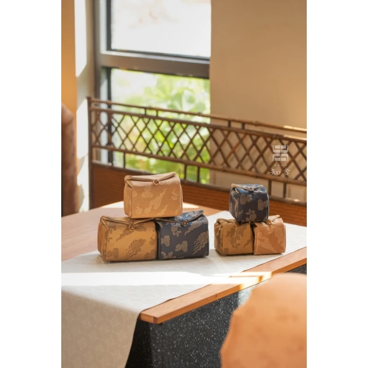 知舍·精棉云纹杯袋壶袋 传统工艺茶具加厚便携收纳袋 知舍原创