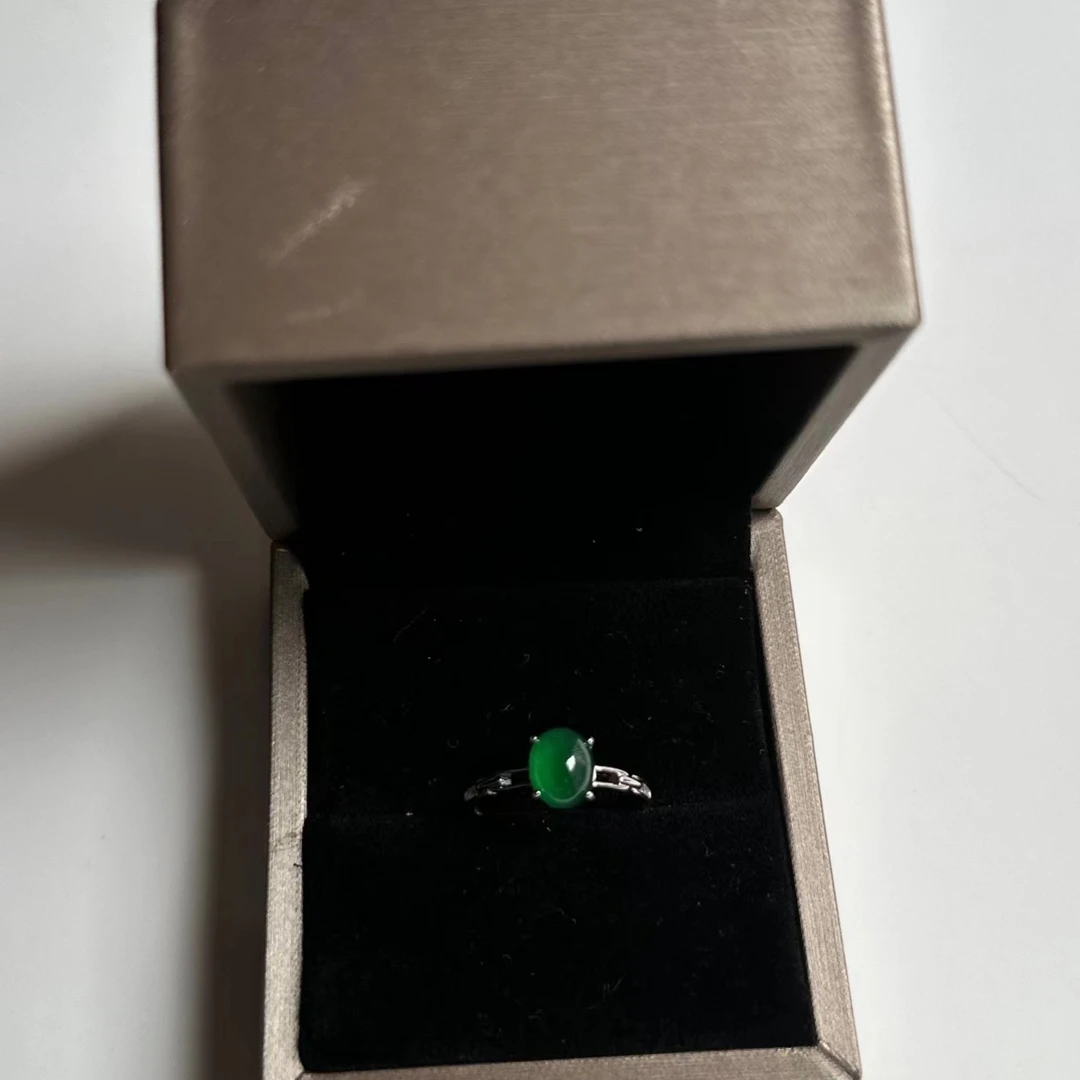 翡翠戒指S925银镶 优雅 时尚 复古 绿色气质轻奢简约