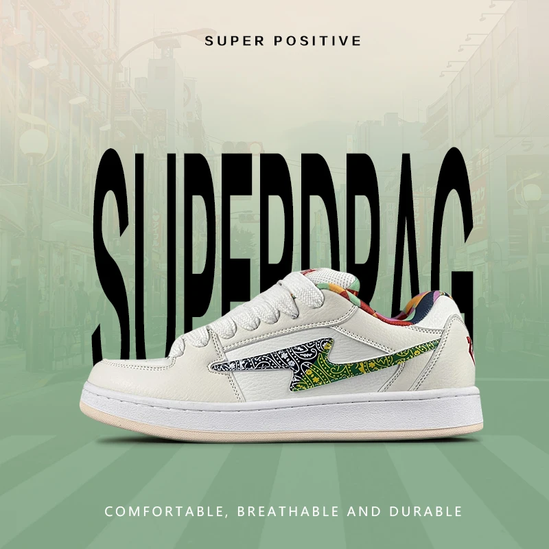 SUPER DRAG/超拽原创腰果花闪电男女款百搭时尚潮流低帮运动板鞋