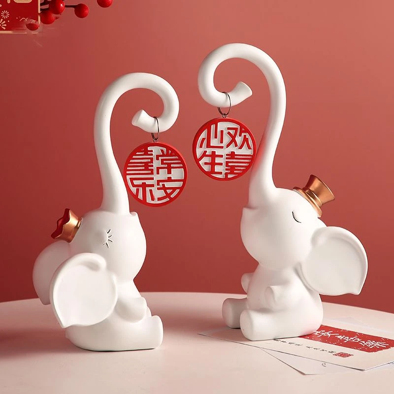 新婚大象摆件一对客厅家居装饰品结婚礼物送新人新娘闺蜜订婚礼品