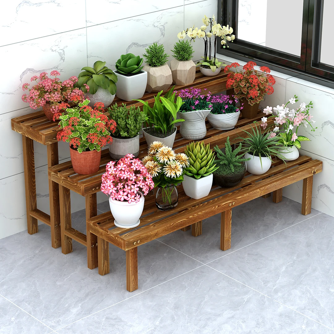 花架家用置物架防腐实木户外植物摆放2025新款庭院花盆托架子室内