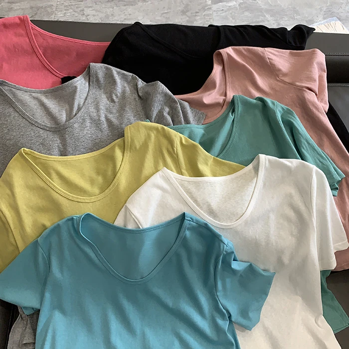 辣辣自制【U领雪花棉】简约百搭短袖