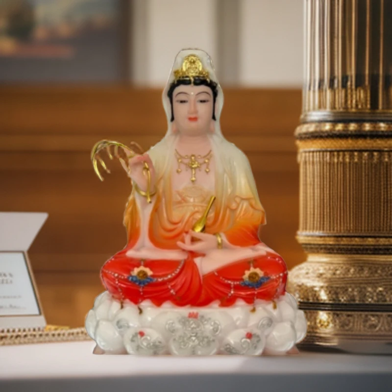 南海观世音摆件家用客厅玄关坐莲观世音菩萨装饰品