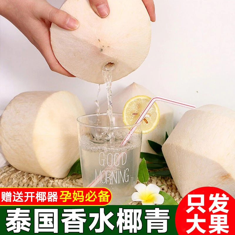 泰国香水椰青2-9颗装 孕妇营养水果清甜多汁赠开椰器吸管