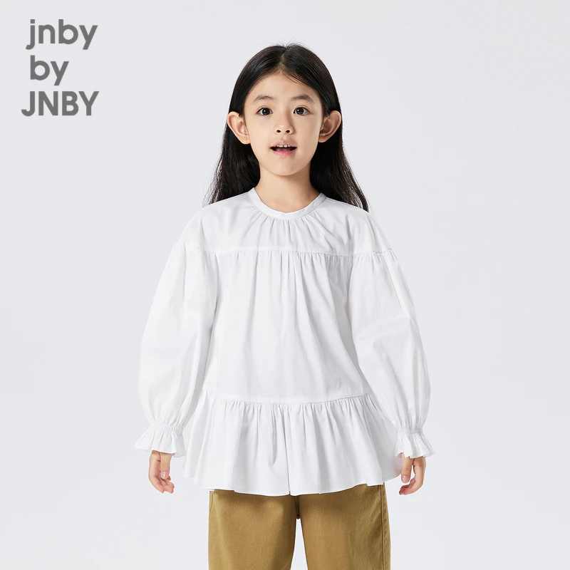 江南布衣儿童圆领衬衫女童儿童白色纯色新款1M7211140