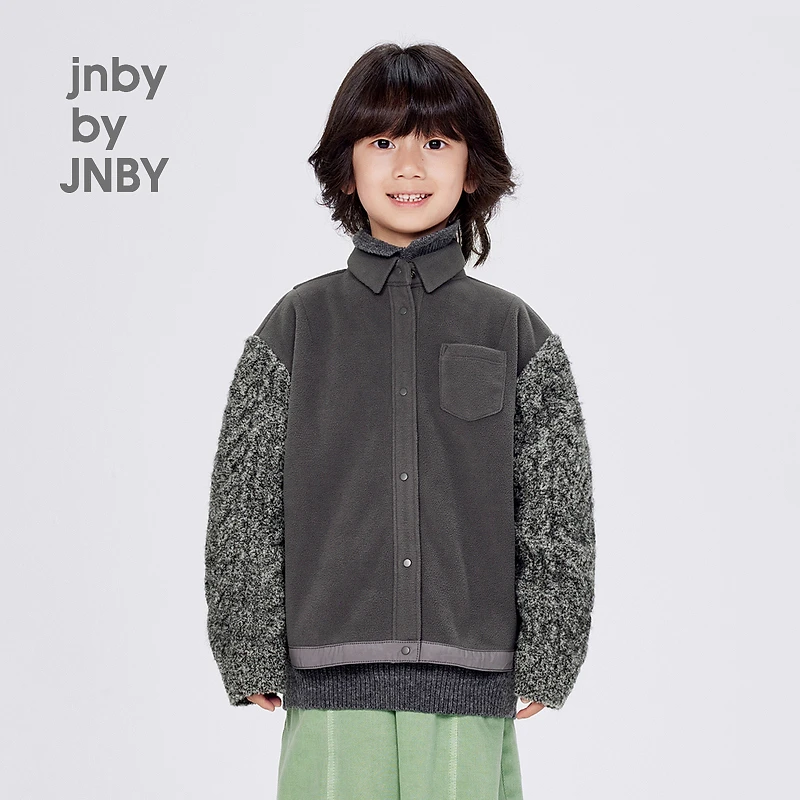 新款江南布衣童装翻领宽松长袖衬衫夹克牦牛绒24秋男童1O9610350