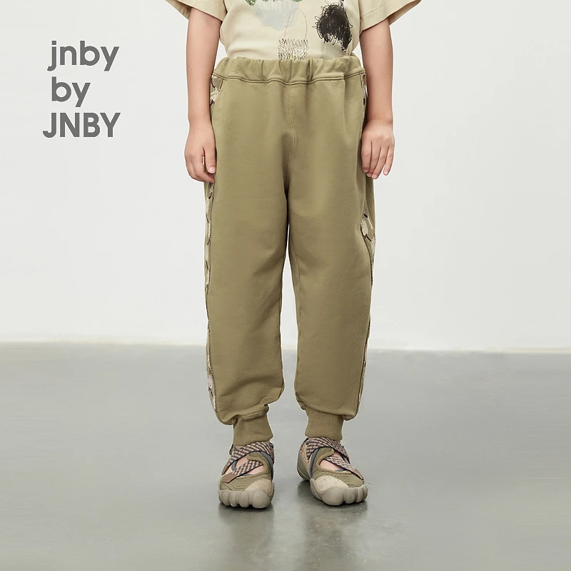 新款江南布衣童装裤子侧边印花弹力束脚卫裤男女童24春1O3E13620