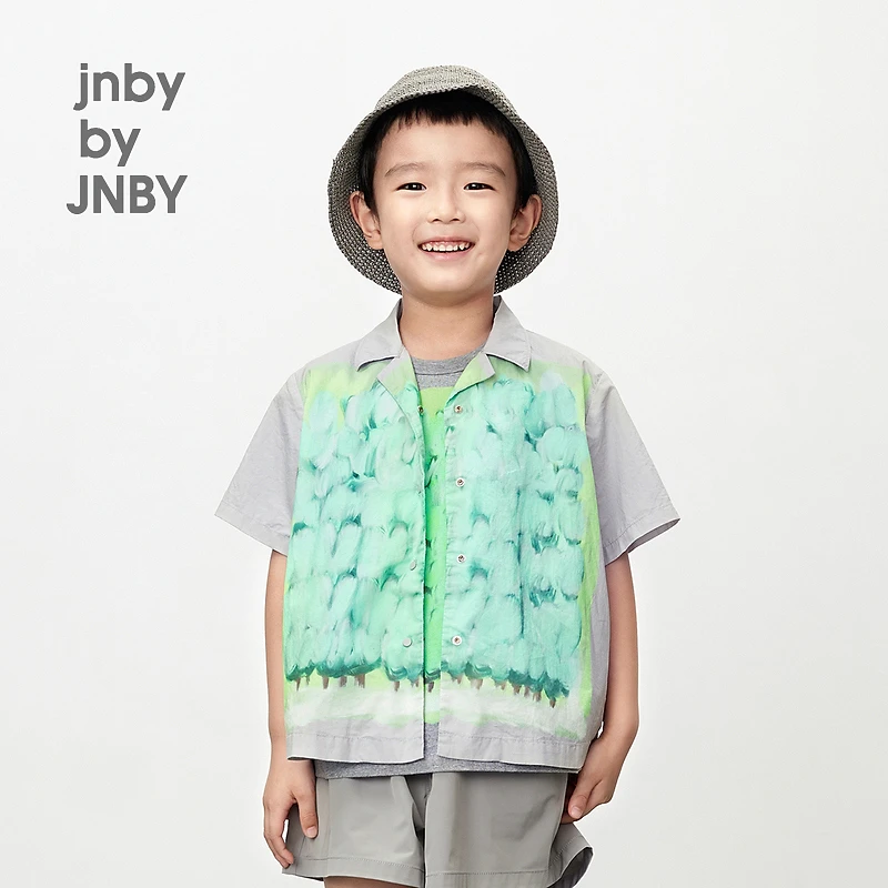 jnbybyJNBY江南布衣童装宽松中袖衬衣翻领男童24夏1O4212540