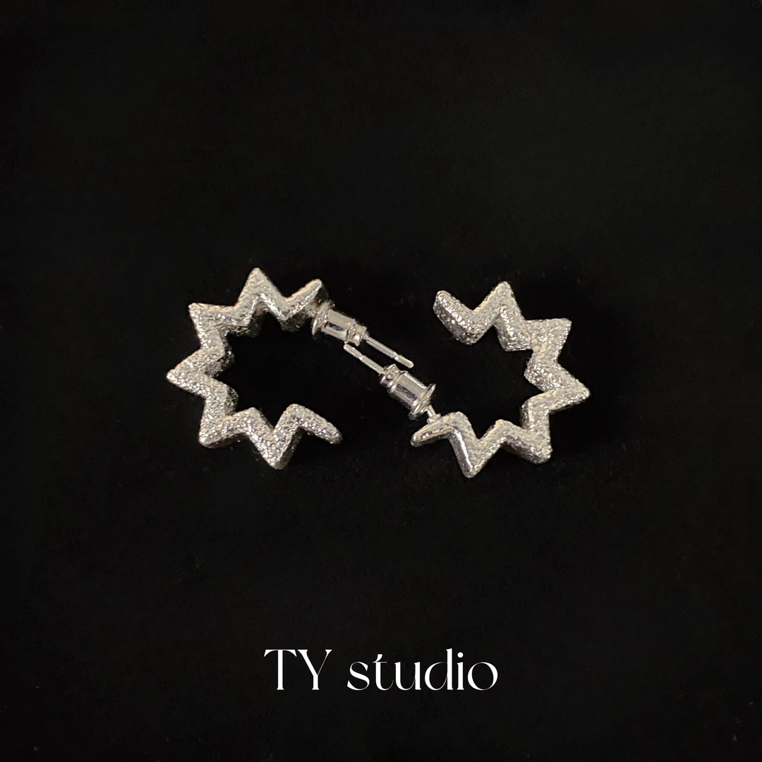 铜合金耳饰 铜合金 高级时尚个性星星耳环银（925银针）C-001580Y