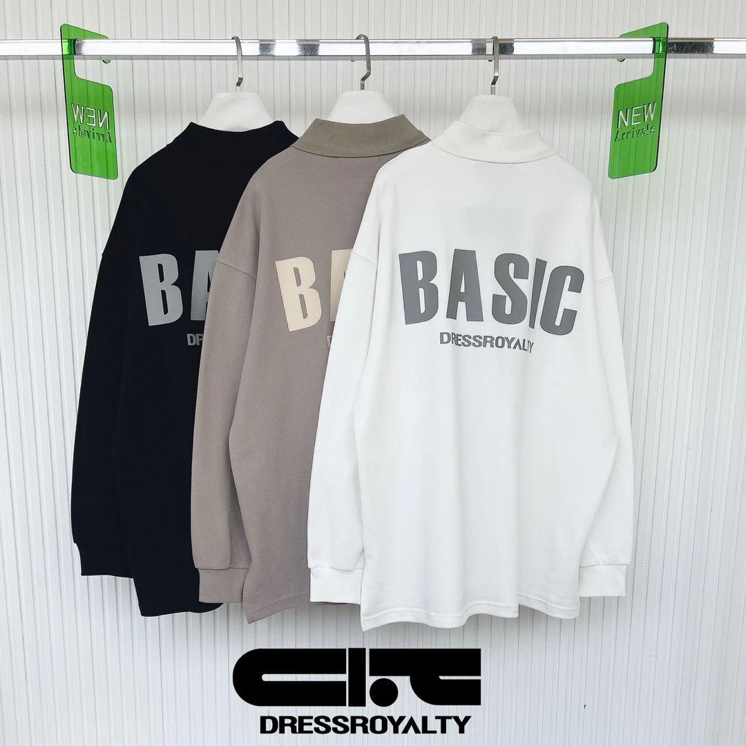 DRESS ROYALTY立体BASIC宽松打底POLO长袖简约百搭时尚上衣D0753