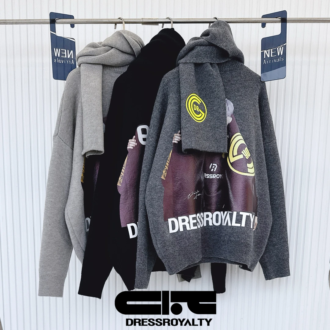DRESS ROYALTYEN披肩人偶毛衣宽松加厚百搭毛衣情侣款上衣-D0041