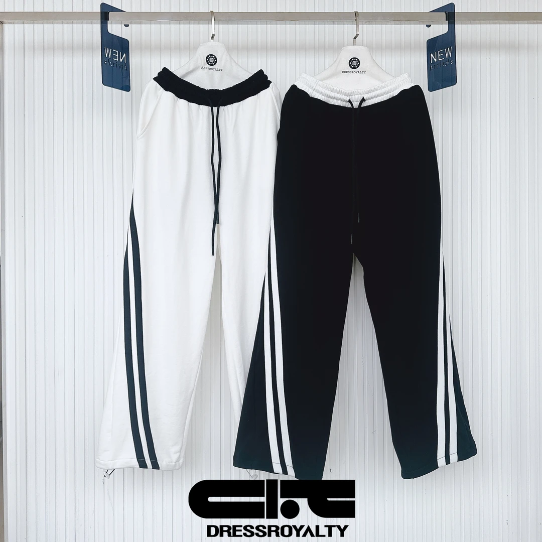 DRESS ROYALTY黑白拼接男女同款宽松运动裤春秋时尚休闲裤D0399