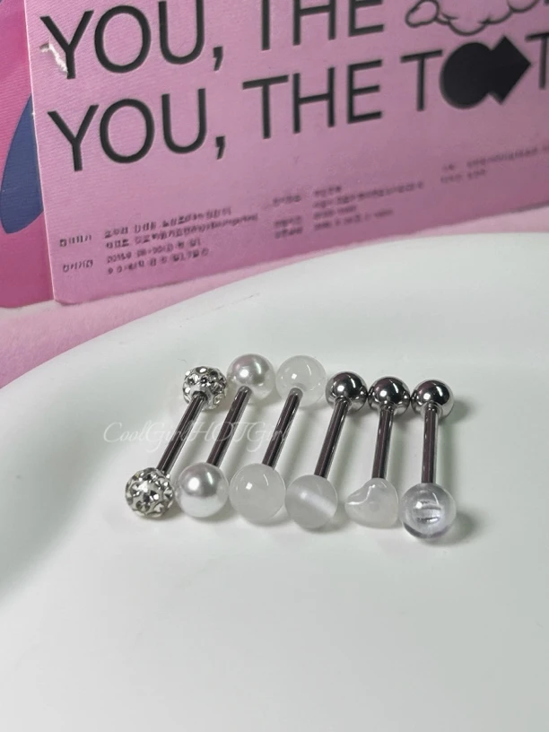 钛钢耳饰 CGHG 六个透明白色系列舌钉钛钢外螺纹穿刺饰品简约个性