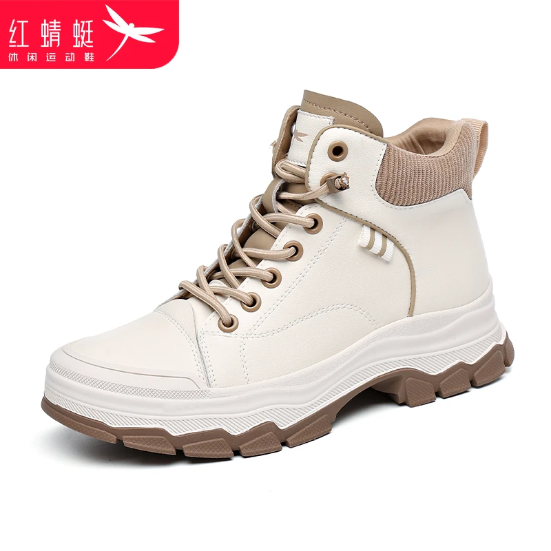 红蜻蜓马丁靴女冬季短靴女百搭运动休闲鞋高帮女鞋