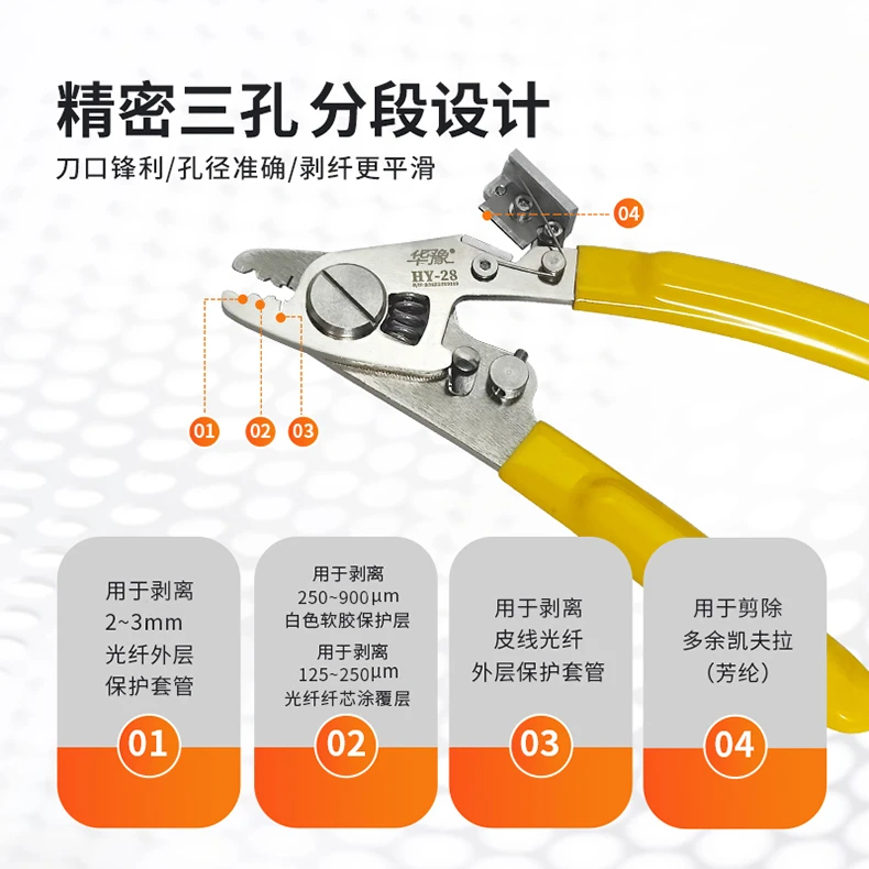 华豫28三口皮线钳通信监控多功能适用钢丝皮线尾纤凯夫拉适用