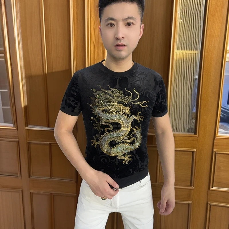 夏季男士短袖印花圆领气质高品质男士个性时尚休闲百搭修身潮029