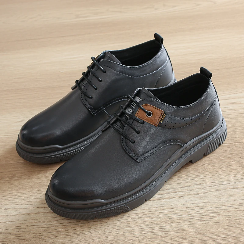 头层牛皮撤柜捡漏撤柜剪标休闲皮鞋男春秋款软皮圆头系带真皮男鞋