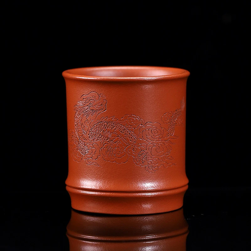 非遗茶器 九斋《龙行天下》 主人杯 原矿朱泥 全手工