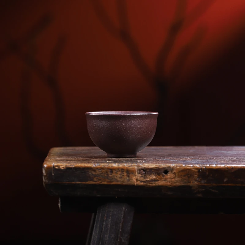 非遗筋纹宫灯茶器  陈富才全手工光素主人杯  泥料体验原矿紫泥