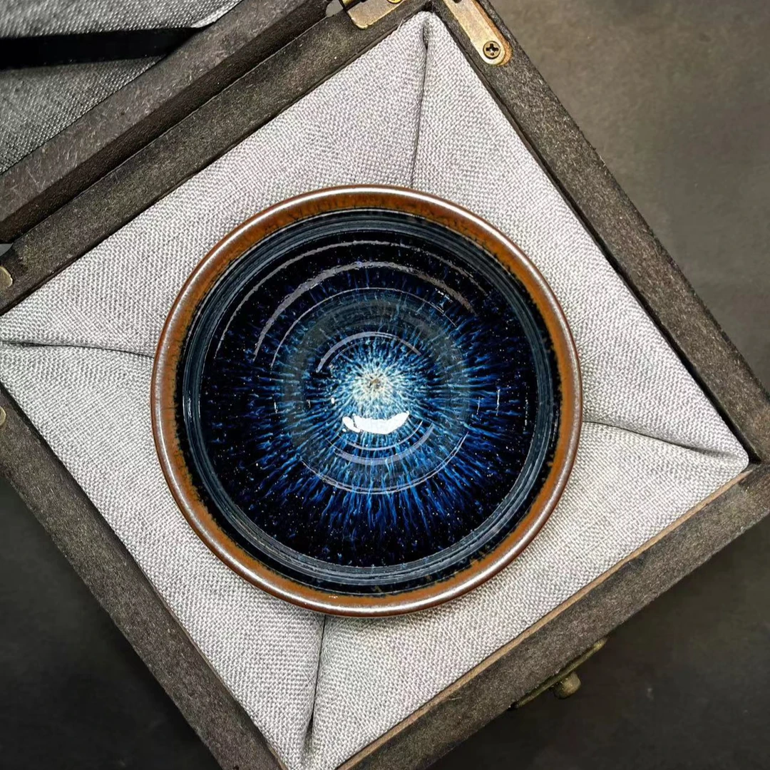 函关窑函关盏系列-玉兰蓝彩杯函关盏原矿原釉茶盏主人杯-纯手工