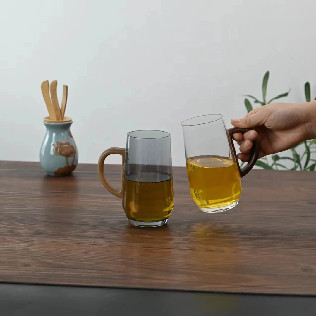 九河之间耐热木璃对杯喝水杯绿茶杯玻璃杯玻璃水杯泡茶杯透明家用