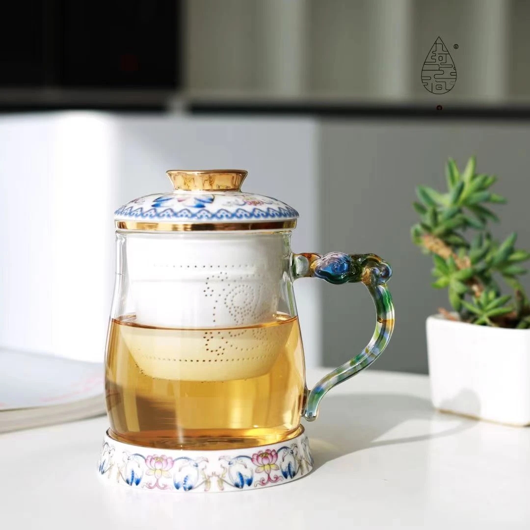 九河之间祥云办公杯茶水分离杯