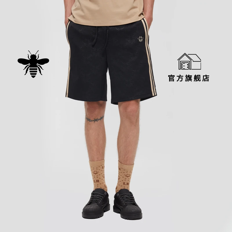 【刺绣】LOUIS ROYER小蜜蜂针织短裤撞色夏季男女商场同款五分裤