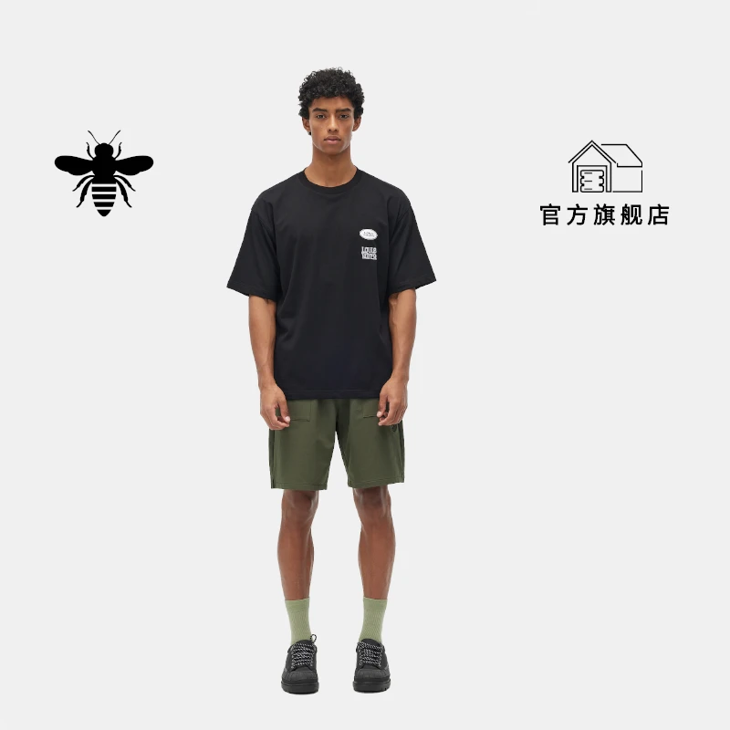 【商场同款】LOUIS ROYER小蜜蜂T恤夏季男女同款纯棉宽松落肩短袖