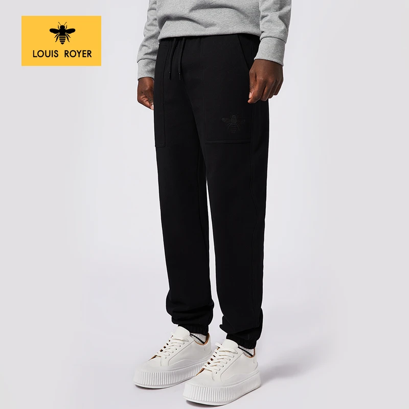 【高密毛圈】LOUIS ROYER小蜜蜂针织休闲裤春季刺绣男女商场同款