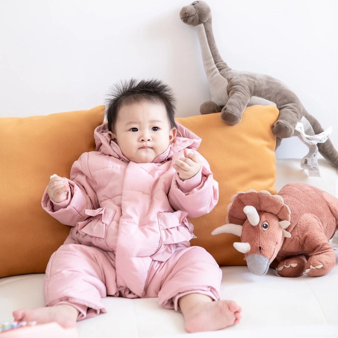 Sunroo/阳光鼠婴童冬季女宝宝公主风连帽加厚保暖棉哈衣194GTB03