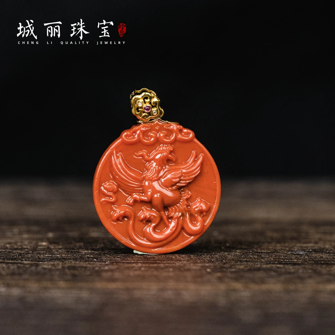 【九紫南红朱雀（涅槃）】南红金福朱雀吊坠/个（多样性发货）ZJH-1329