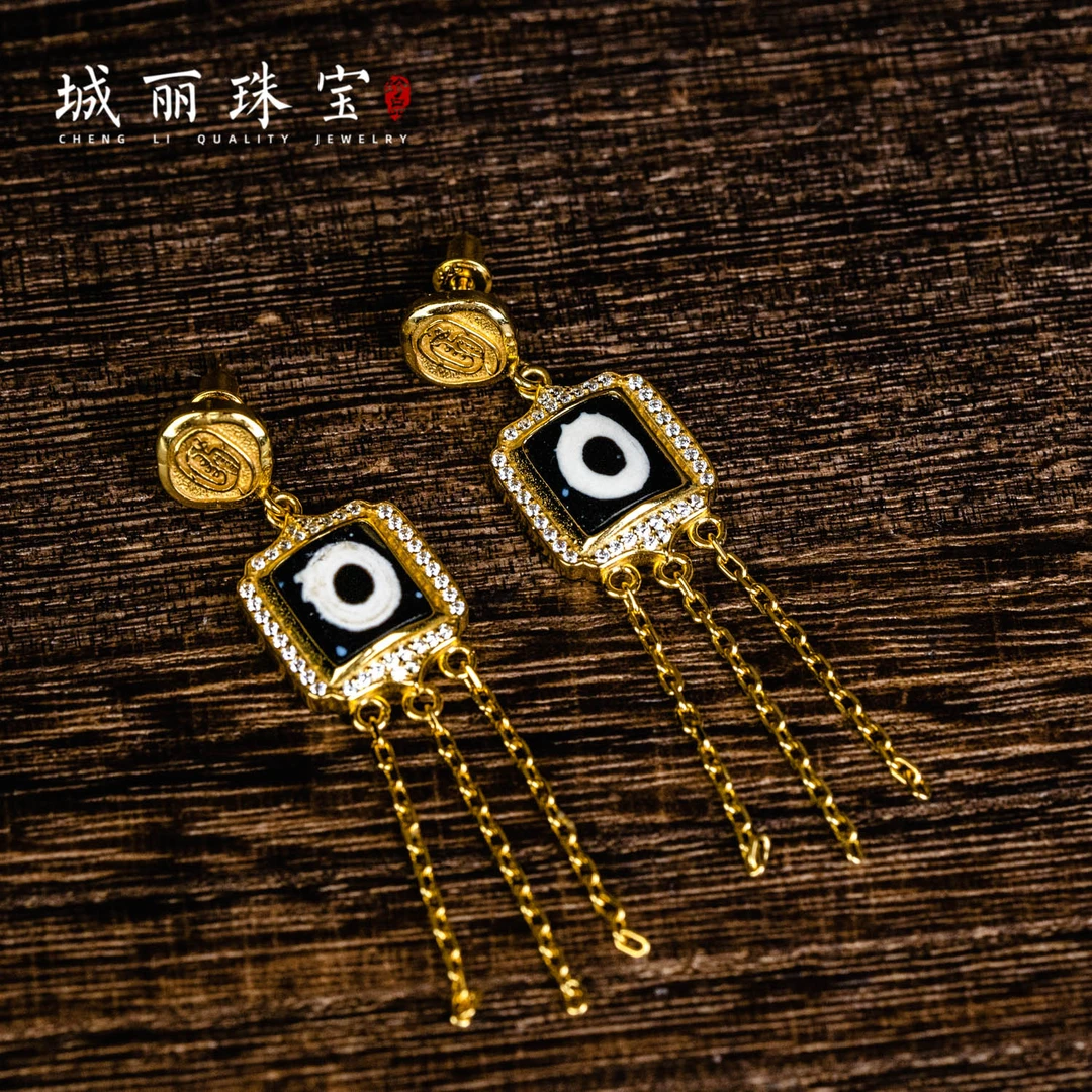 925银耳饰 【城丽珠宝】一圆流苏耳钉/对(多样性发货)TZ-2177
