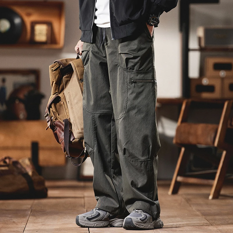 赞仕春季美式机能直筒裤男生潮牌休闲工装裤多口袋百搭伞兵裤8821