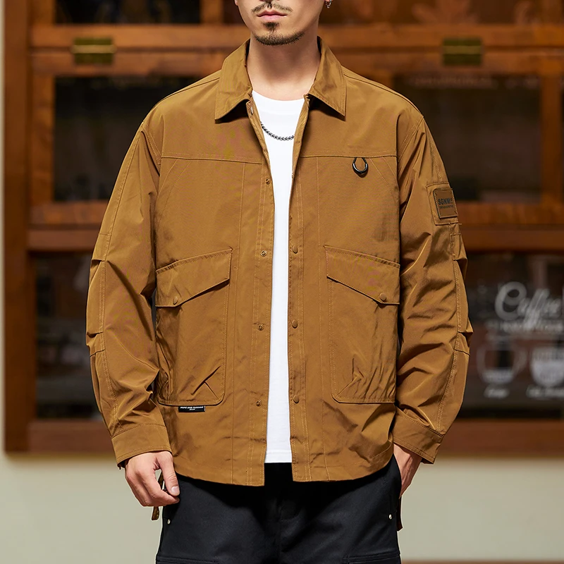 赞仕休闲男外套夹克外套春秋款机能风户外翻领上衣百搭男款61005