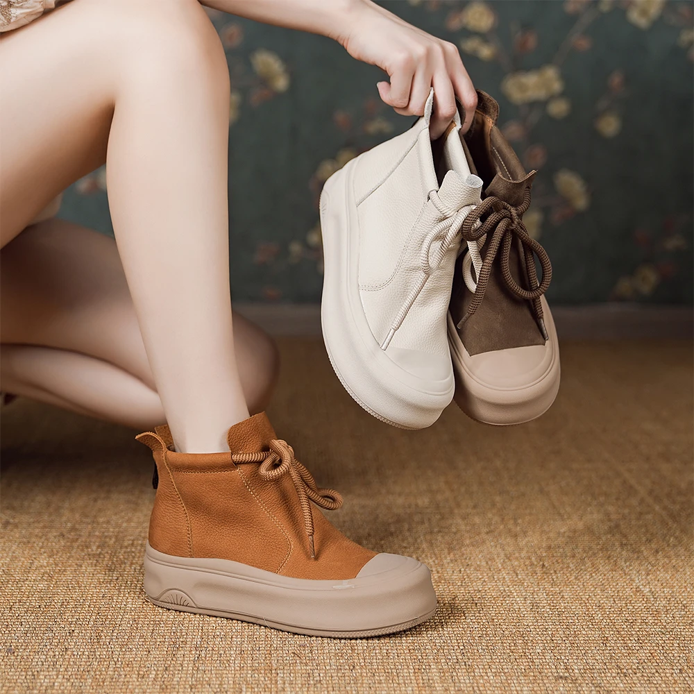 【新品】高帮百搭复古鞋女款2025春秋软底新款网红休闲鞋板鞋 13658