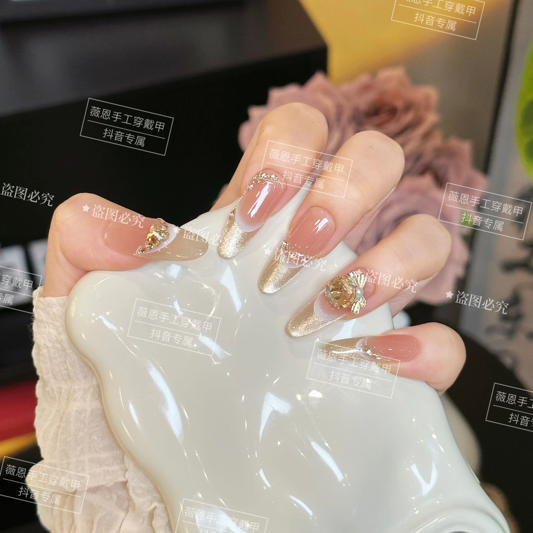 【浪漫满屋】纯手工穿戴甲穿戴光疗甲冰透渐变纯欲四季流行10片装